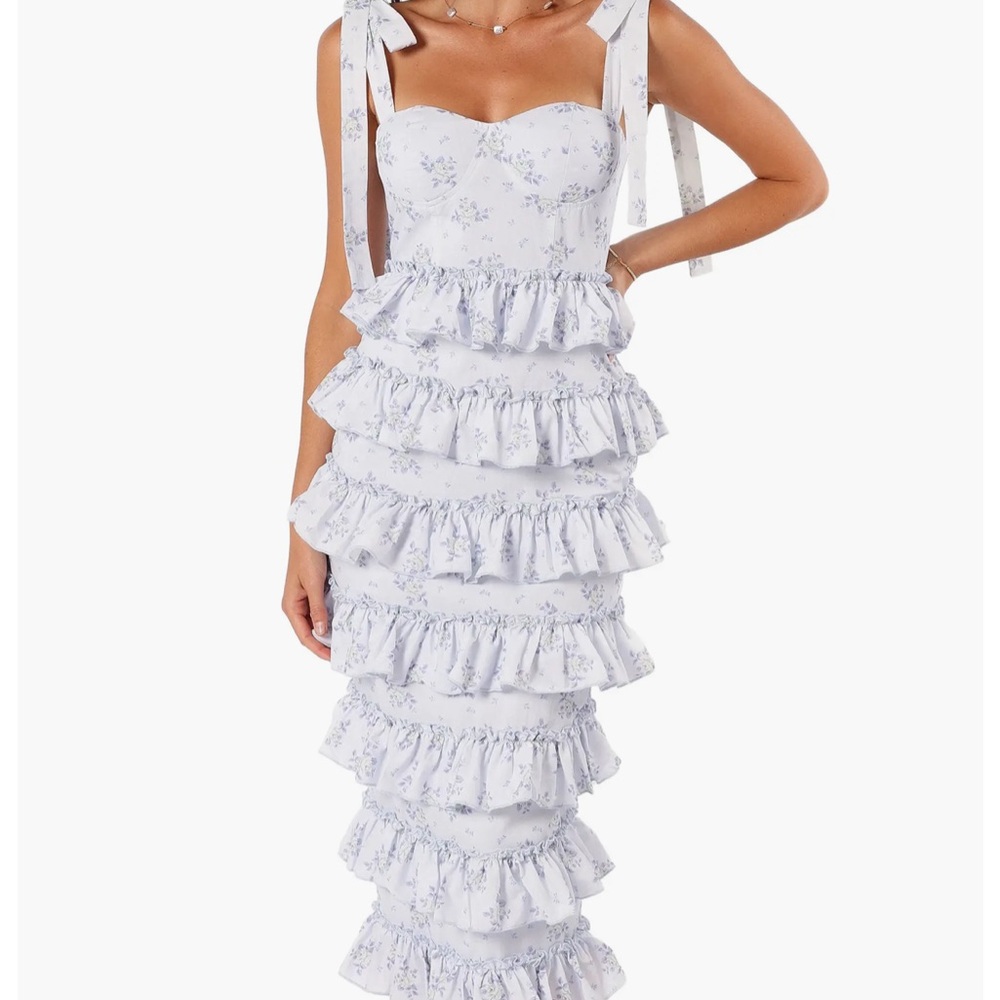 Petal & Pup Marina Floral Midi Dress - Light Blue